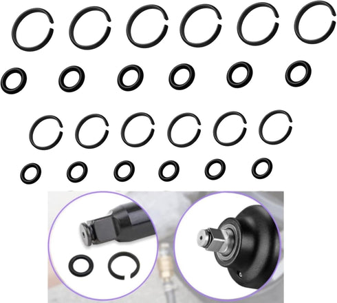 (6+6 Sets) 1/2” Impact Retaining Ring Friction Ring & 3/8” Impact Retaining Ring Friction Ring Anvil Clip with O-Ring for Milwaukee Electric Pneum...