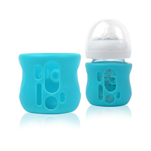 Olababy Silicone Sleeve for Avent Natural Glass Baby Bottles (4 oz, Blue)...