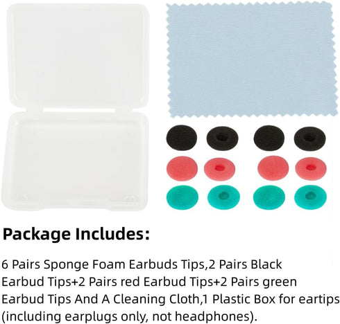 Replacement Earbud Tips Pads Soft Sponge Ear Tips Buds for Earphone Headsets Accessories Compatible with 13-18mm Headphones Foam Cushions Eartips ...