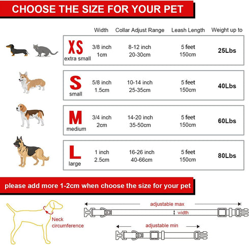 Dog Collar and Leash Set, Nylon Collar and Leash for Dogs Classic Solid Colors for Small Medium Large Dogs (Blue, Medium, Collar 14-20", 3/4")...