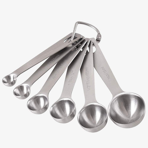Newk 6 PCS Measuring Spoons, Stainless Steel Metal Kitchen Measuring Tools Set for Dry and Liquid Ingredients-1/8 tsp, 1/4 tsp, 1/2 tsp, 1 tsp, 1/...