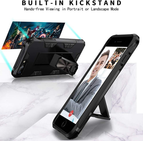 iPhone 8 Plus Case 7 Plus 6 Plus Case with Screen Protector Military Grade Built-in Kickstand Case Holster Armor Heavy Duty Shockproof Cover Prote...