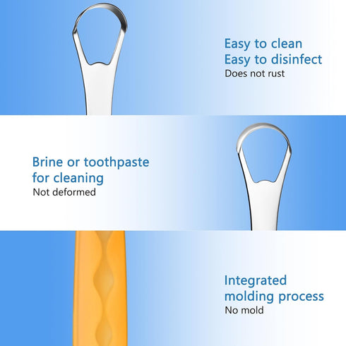 Yinkin 2 Pcs Tongue Scraper for Adults and Kids Cleaner Stainless Steel Tongue Scraper Metal Tongue Brushes Set with Travel Cases for Breath Reduc...