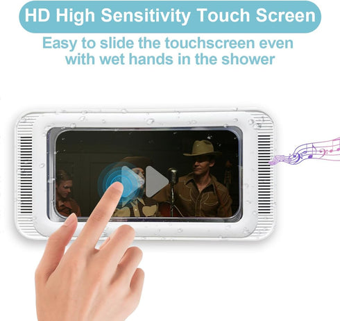 Shower Phone Holder Waterproof, Anti Fog Touch Sensitive Shower Phone Case for Mirror Wall and Bathtub Wall Mounting Between Bathrooms, Compatible...