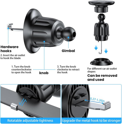 Car Phone Holder for Air Vent, Universal Hands-Free Car Cell Phone Mount, Big Phones & Thick Case Friendly, Auto Phone Clamp Cradle for iPhone 14 ...