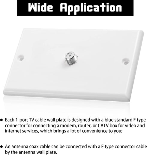Weewooday 4 Pieces Coax Wall Plate 1-Port TV Cable Cover Outlet Plate F -type Connector Coaxial Cable, Screws Included(White)...