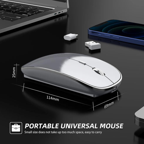 Wireless Mouse Chargeable Portable Silent Wireless Mouse USB and Type-C Dual Mode Wireless Mouse 3 adjustable DPI for Laptop, Mac, MacBook, Androi...