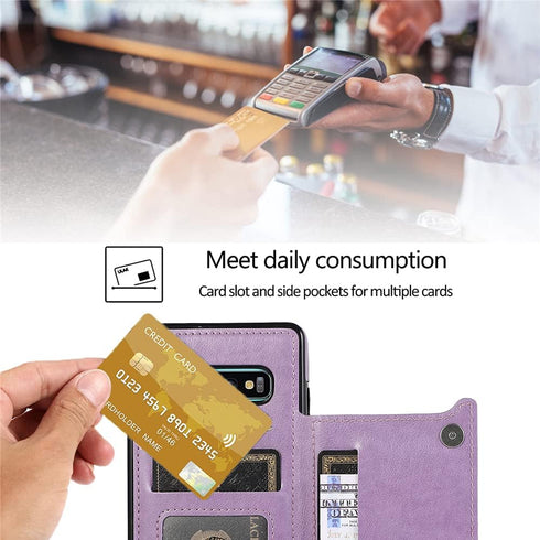 NKECXKJ Design for Samsung Galaxy S10E Case with Tempered Glass Screen Protector Credit Card Holder Slot, PU Leather Wallet Phone Cases Stand Kick...