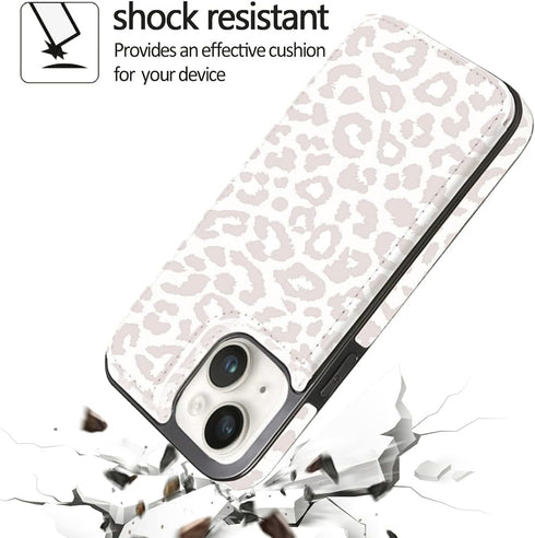 uCOLOR Flip Leather Wallet Case Card Holder Compatible with iPhone 13 6.1 iPhone 14 6.1 Women and Girls with Card Holder Kickstand (Beige Leopard)...