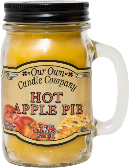 Our Own Candle Company Hot Apple Pie Scented Mason Jar Candle, 100 Hour Burn Time, Made in The USA - 13 Ounces...