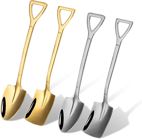 4PCS Coffee Spoons Serving Spoons Tea Spoons Ice Cream Spoon Stainless Steel Shovel Spoon Spade Spoon Mini Shovel Spoons Tiny Spoon for Dessert Fr...