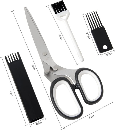 Styleonme Scissors Herb, Sharp Heavy Scissors for Cutting, Chopping and Cooking Fresh Garden Herbs, 5 Stainless Steel Blades and Stripper, Vanilla...