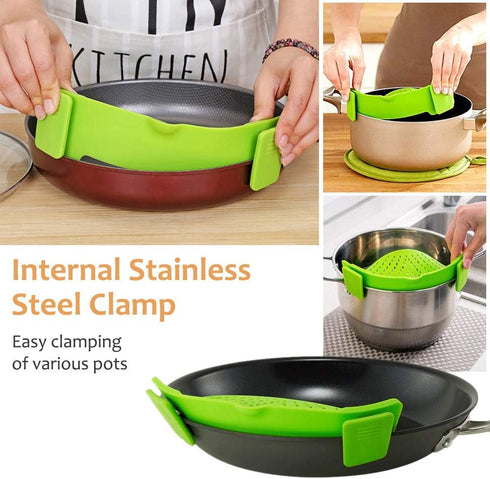 YEVIOR Clip on Strainer for All Pots Pan Pasta,Silicone Food Strainer Hands-Free Pan Strainer, Clip on Kitchen Gadgets Food Strainer for Spaghetti...