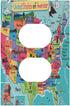 Turquoise USA Map Art Historical Atlas 1 Gang Outlet Covers Duplex Receptacle Device Plug Socket Wall Plate Electrical Faceplate Switchplates Cart...