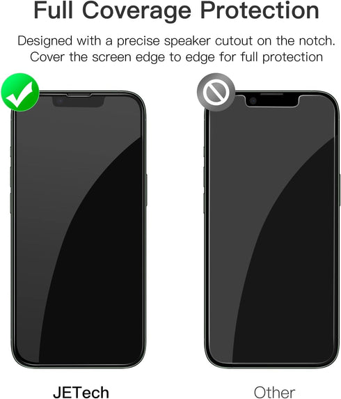 JETech Full Coverage Screen Protector for iPhone 13/13 Pro 6.1-Inch, Black Edge Tempered Glass Film with Easy Installation Tool, Case-Friendly, HD...
