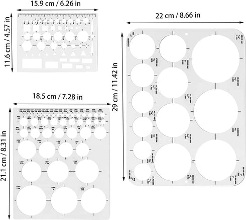 Circle Templates, Drafting Stencils Measuring Tools, Circle Stencil for Drawing, Circle Round Stencil, Drawing Aid Tool, Circle Templates, Circle ...