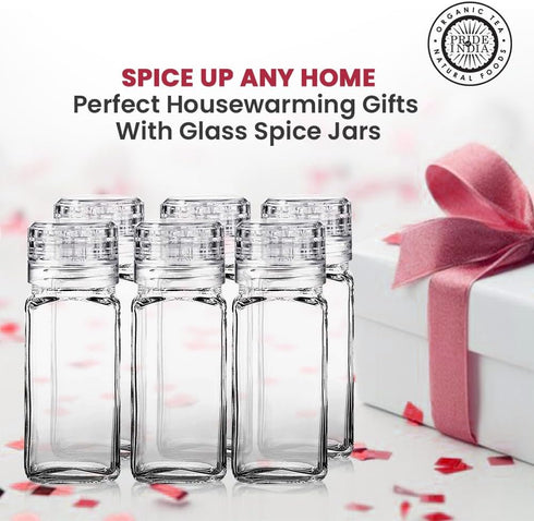 Small Clear Square Glass Spice Jar & Adjustable Grinder Cap | Store & Grind Pepper Salt Spice Herbs Sugar| Foodgrade BPA Free Dishwasher Safe Refi...