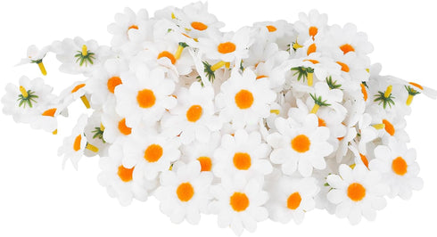 SULOLI 100 Pack Easter Fabric Decorative Daisies Flower Spring for Easter Bonnet Craft Decorations(White)...
