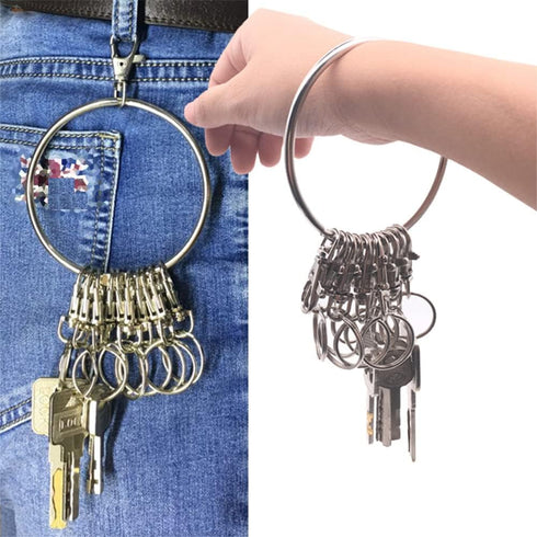 1PC Portable Metal Ring Key Organizer Holder with Swivel Clasps Janitor Key Ring for Warehouse Office School Home Use, Silver...