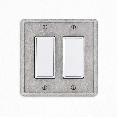 Questech Decor Double Rocker Light Switch Cover, 2-Gang Electrical Wall Plate, Double Switch Decorator Standard Size GFCI Receptacle Cover, Decora...