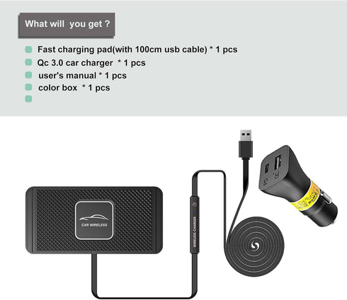 Wireless Charger Car Chargng pad 15W Fast Wireless Phone Charger Cell Phone Cordless Charger Charging mat Compatible with iPhone 11/12/12/14/15 Se...