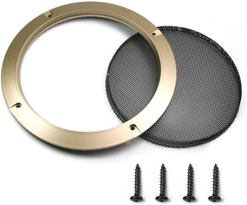 Fielect 6.5 inch Speaker Grill Cover Speaker Grill Mesh Decorative Circle Subwoofer Guard Protector Cover Audio Accessories Gold...