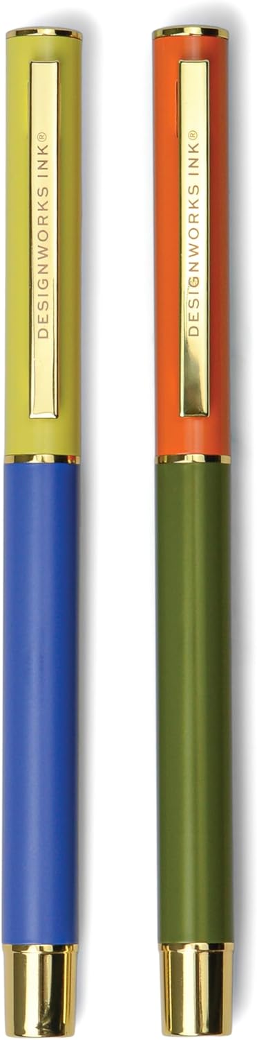 DesignWorks Ink Luxury Color Block Giftable Pens - Set of 2 - Cobalt + Army Green...