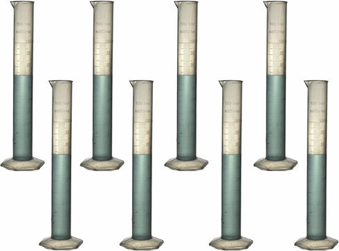 TN Lab Graduated Measuring Cylinder 100ml Polypropylene 8-Pack...