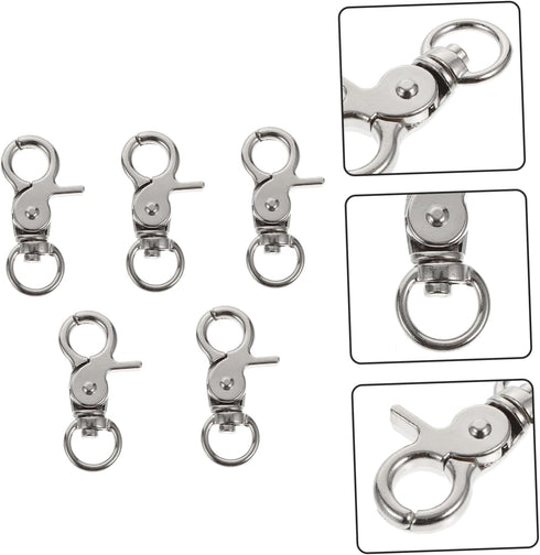 Ipetboom 5pcs Birdcage Lock Metal Snaps Door Chain Lock Heavy Duty Birds Cage Metal Clip Spring Hook Bird Cage Door Bird Cage Accessories Stainles...