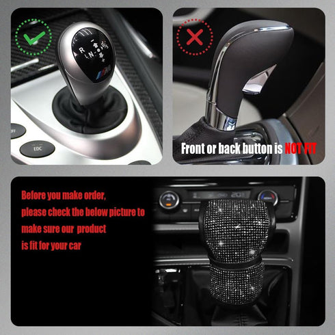 Bling Auto Gear Shift Knob Cover, Knob Gear Stick Protector, Car Shifter Gear Hand Brake Cover with Glitter Bling Rhinestones Automotive Interior ...