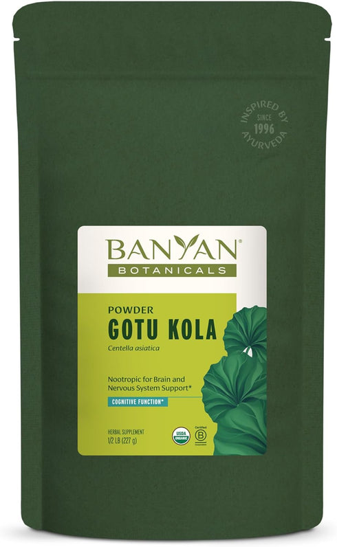 Banyan Botanicals Gotu Kola Powder – Organic Brahmi (Centella Asiatica) – Calming Nootropic Herb for Nervous System Support & Healthy Skin* – ½ lb...