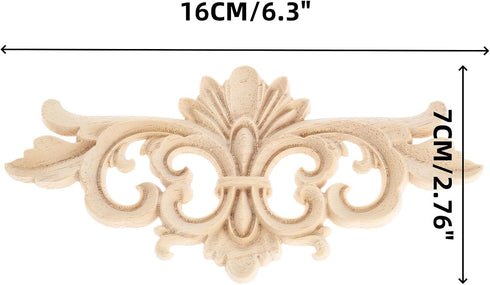 Wood Appliques Decorative Center Carved Onlays, Unpainted Flower Carved Ornament Decals for Door Fireplace Mirror Wall Cabinet Dresser Mantel Bed ...