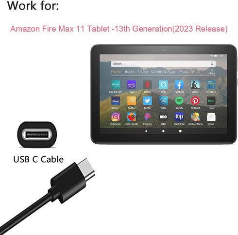 10Ft Fast Charger Intended for Amazon Fire Max 11 Tablet-13th Genration (2023 Release),20W Power Adapter with 10Ft USB C Cable......
