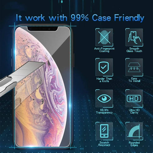 iPhone 15 Pro Max Screen Protector Glass with Camera Protector Bundle - 2 Glass Screen Protectors, 2 Lens Protectors, 2 Installation Frames, Milit...