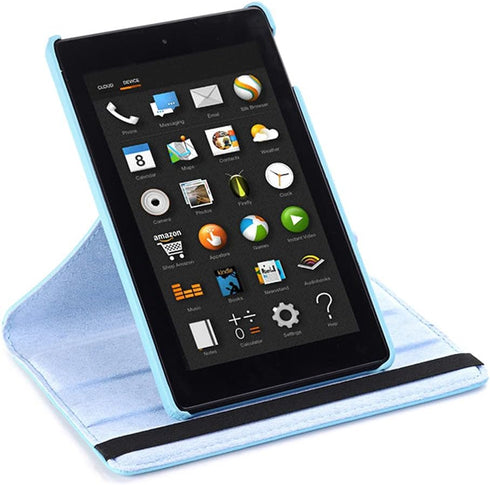 for Amazon Kindle All New Fire 7 SR043KL 7th/9th Generation Cover, Ultra Slim Folio Stand Rotating 360 Degree Leather Case for Kindle Fire HD7 7" ...