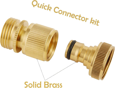 Garden Hose Quick Connect Solid Brass Quick Connector Garden Hose Fitting Water Hose Connectors 3/4 inch GHT (6 pc Connect Set)...