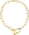 Geometric Big Lock Key Pendant Necklaces Stainless Steel Gold Plated Punk Charms Necklace for Women Men Gift...