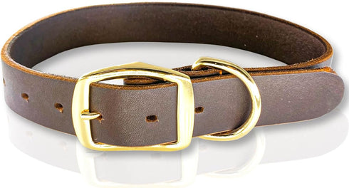 Leather Dog Collar Heavy Duty Hardware Dog Collars Full Grain Ultra Soft and Comfort Genuine Cowhide Metal Buckle Thick Belt Collar for Small Medi...