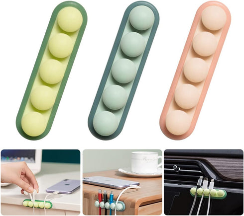 3 Pack Pea Cable Clips, USB Cable Organizer, Charging Cord Holder, Wire Management for Car Office Desk Workbench Bedroom Bedside Nightstand (3-Pac...
