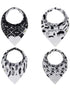 Pickle & Olive Reversible Baby Teething Bibs - Attached Heart Shaped Teether - Monochrome - Set of 2...