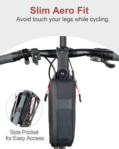 Bike Frame Bag, Water-resistant Bicycle Triangle Bag with Two Side Pockets, Top Tube Storage Pouch for Mountain Road Bike Trip, 1.2L Capacity...