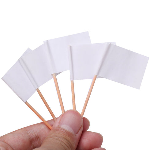 200 Pack Blank Toothpick Flags Food Cheese Labels Cheese Markers for Charcuterie Board, Cupcake, Party Decoration (White)...