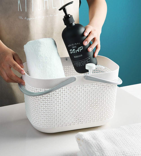 UUJOLY Plastic Organizer Storage Baskets with Handles, Shower Caddy Bins Organizer for Bathroom and kitchen?White?...