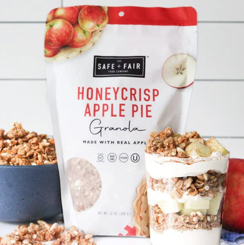 Safe + Fair Honeycrisp Apple Pie Granola – Gluten-Free, Vegan & Plant-Based Snack with Real Honeycrisp Apples, Whole Grains, Non-GMO, Kosher, No P...