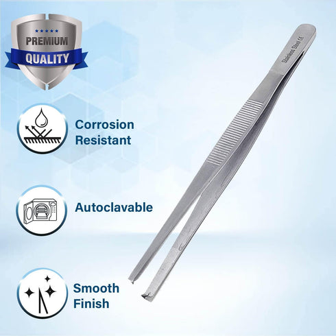 Dissecting Tissue Thumb Forceps Tweezers 6" (15.24 cm), Blunt 1x2 Rat Tooth Straight Stainless Steel...