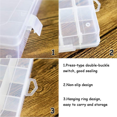 Kalolary 24 Girds Clear Plastic Organizer Container Jewelry Storage Box with Adjustable Divider Removable Grid Compartment for Beads Earring Conta...
