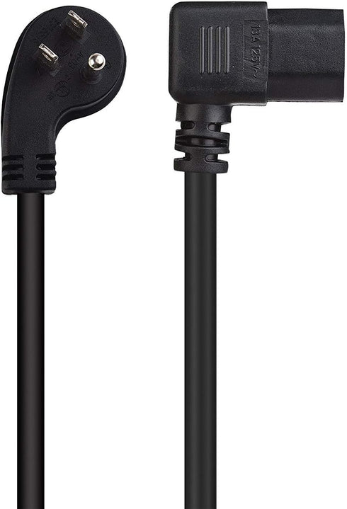 Cable Matters 2-Pack 16 AWG Low Profile Right Angle Power Cord, 90 Degree Power Cord, 6 Feet (NEMA 5-15P to Angled IEC C13)...