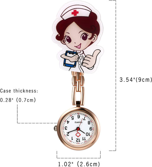 Avaner Nurse Watches Cute Cartoon Design Clip-on Fob Watches Analog Quartz Hanging Lapel Watches for Women (5 Pcs)...