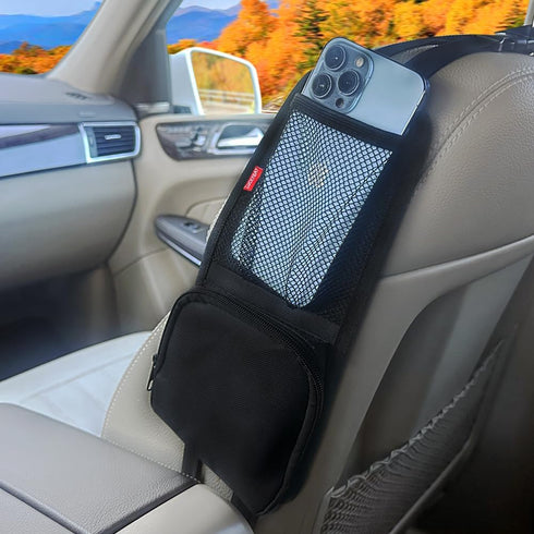 Luckybay Car Seat Side Organizer, Auto Seat Storage Hanging Bag, Phones, Drink, Stuff Holder with Mesh Pocket for Cars, SUV & Truck (Black)...