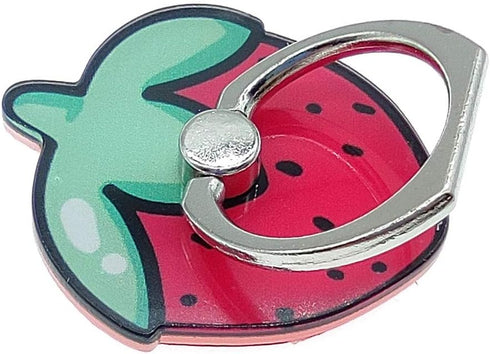 Crystal Flower Fruit Shape Ring Stent 360°Rotation Finger Ring Grip Cell Phone Ring Holder Stand (Strawberry)...